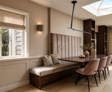 Cozy modern dining nook with natural light