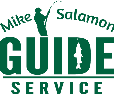 Mike Salamon Guide Service logo featuring a fisherman silhouette and a hooked fish.