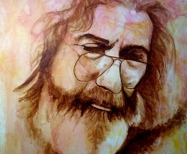 a portrait of a man with a beard and glasses