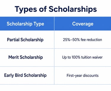 scholarship types and coverage for Finland