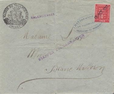 Briefmarke Handelskammer Valenciennes 1914