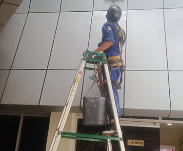a man on a ladder ladder with a man on a ladder