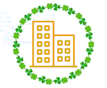 Building icon inside of clover border