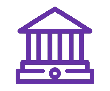 a purple building with a purple building with a building in the background