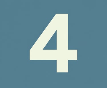 A bold white number four centered on a solid muted blue background for graphic design.