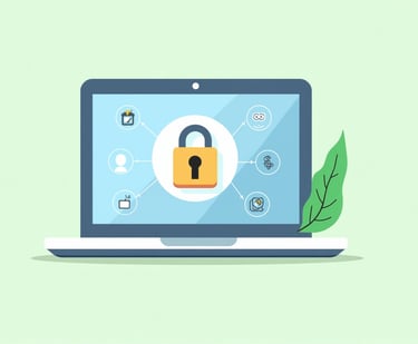 ekranında bir kilit simgesi olan bir bilgisayar
