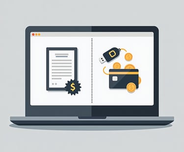 a laptop computer with a credit card 