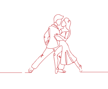 Allure Dance Studios dancers silhouette red
