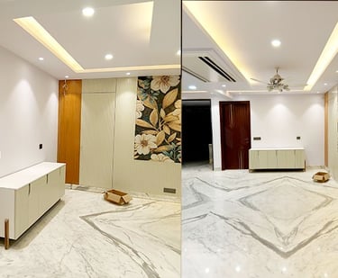 a bathroom with a mirror and a mirror