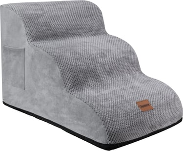 Grijs Pawesome hondentrapje met 3 treden en slipvrije bekleding voor kleine tot middelgrote honden