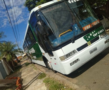 a bus parked on the side of a road