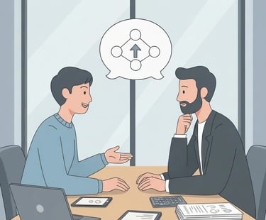 Founder demonstrating clear judgment while tools fade into the background in investor evaluation.