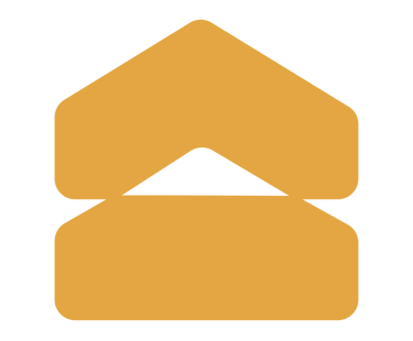 a house with a triangle shaped logo on it