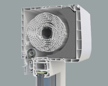 Sección interior de cajón de persiana aislante