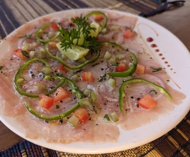 Carpaccio de poisson servi au restaurant de l’hôtel Ocean Lodge à la Baie de Sakalava à Diego-Suarez Madagascar