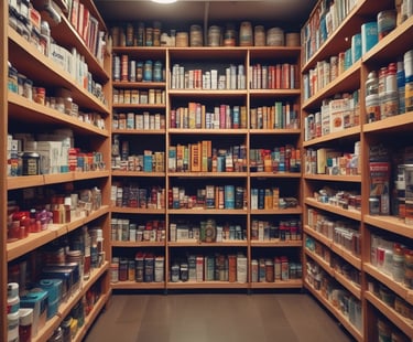 a large room with a lot of shelves with shopping items
