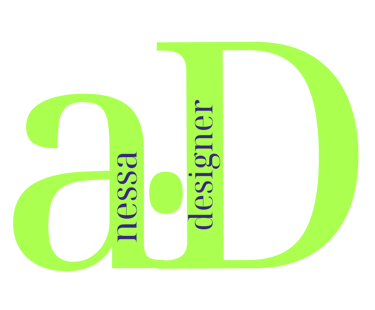 a green and black logo with Nessa Designer written