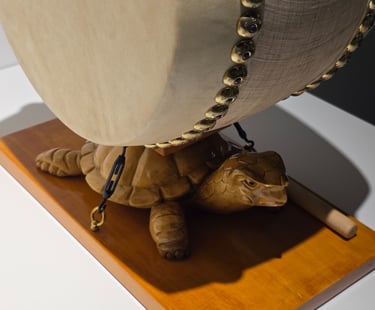 Wooden drum from a display at the Intangible Heritage Training Center in Seoul