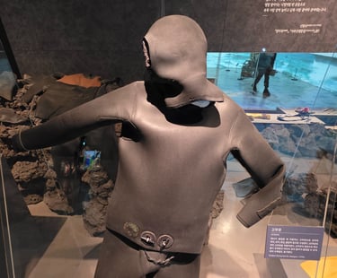 Modern Haenyo wear on display in the National Intangible Heritage Center