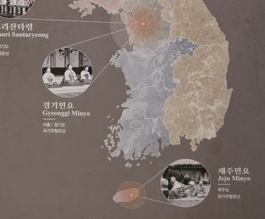 Minyo map from a display at the Seoul Museum of Korean Folk Music