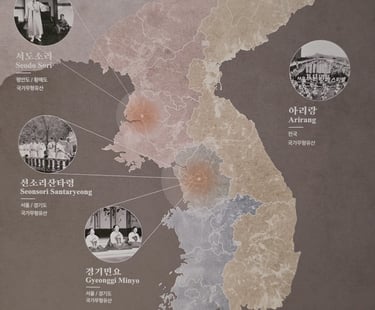 Minyo map from a display at the Seoul Museum of Korean Folk Music