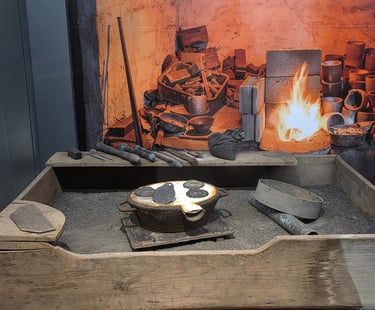 Brassware making display at the National Intangible Heritage Center in Jeonju