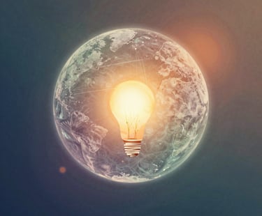 A serene professional in a navy suit practicing mindfulness outdoors at sunrise.