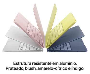 macbook neo, estrutura resistente em alumínio com várias cores disponíveis