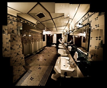 A very large photo joiner composition of Claridges toilet