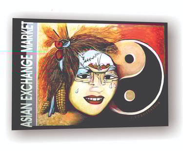 Asian Exchange Market Yin Yan Symbol Art Women Portrait