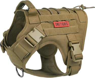 OneTigris Tactical Dog Harness for Large Dogs,No-Pull Dog Harness Vest with Hook & Loop Panels, Mili