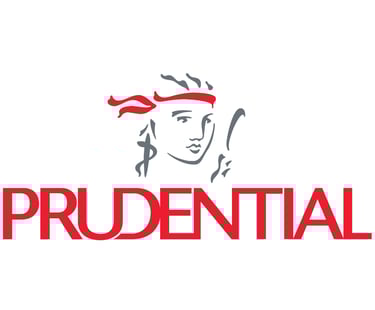 Official Prudential Financial logo featuring the red brand name and grey Lady Prudence icon.