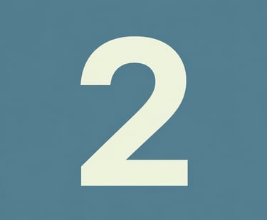 A large white number two centered on a solid textured blue background.
