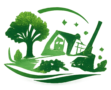Green eco-friendly logo featuring a stylized tree and house icon representing sustainable living.