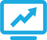 a computer monitor screen displaying a blue arrow pointing up