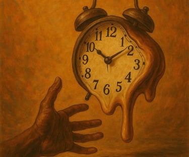 a clock that is melting and dripping from a melting - off clock