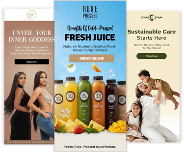 Image of three email campaigns that we made