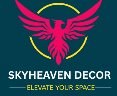 SkyHeaven Decor logo with phoenix and tagline Elevate Your Space.