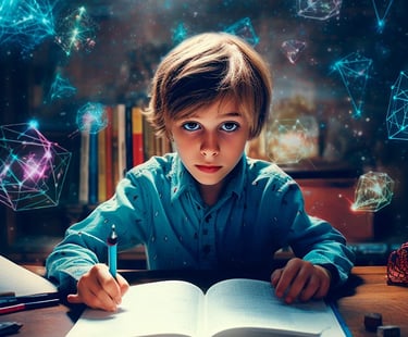 imagem de um garoto estudando com auxílio da inteligência artificial