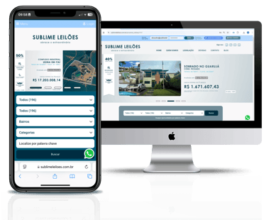 Celular e Computador com o site da sublime