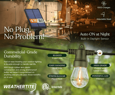 Brightech Ambience Pro String Lights enhancing a glamping setup