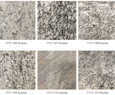 a variety of granite countertops with different types of granite
