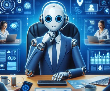 a robot - like robot with a robot in the background