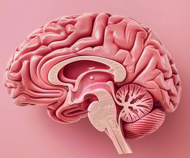 3D illustration of human brain showing pineal gland highlighted in center, meditation for natural he