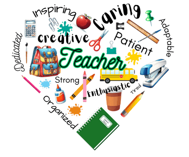 heart shape design with words and pictures about teachers