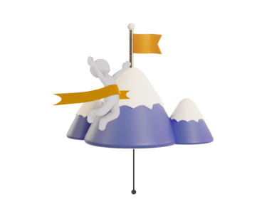 a man getting to the goal to the top of the mountain