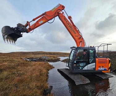 M&M Beaton excavator on Highland peatland restoration site