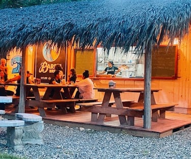 Outside seating at Barrel Bar & Grill restaurant