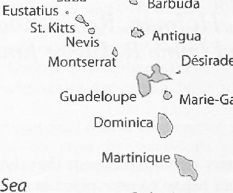 Map of the Windward Islands shows Parker's journey from Montserrat to Dominica