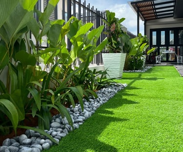 artificial grass installed in garden